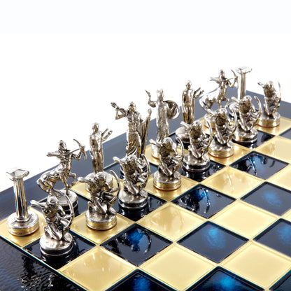 GIANTS' BATTLE CHESS SET with gold/silver chessmen and bronze chessboard 36 x 36cm (Medium) - Premium Chess from MANOPOULOS Chess & Backgammon - Just €210! Shop now at MANOPOULOS Chess & Backgammon