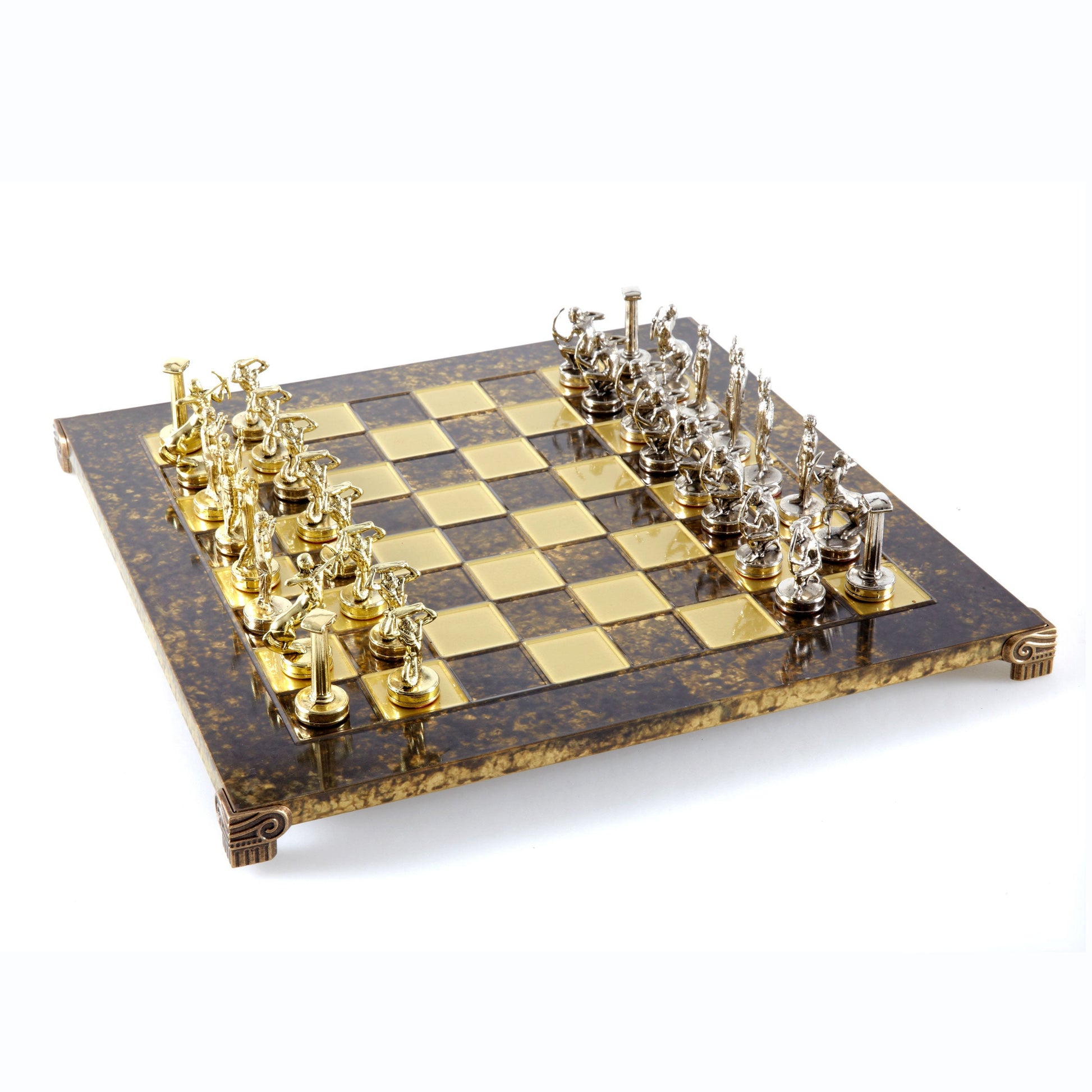 GIANTS' BATTLE CHESS SET with gold/silver chessmen and bronze chessboard 36 x 36cm (Medium) - Premium Chess from MANOPOULOS Chess & Backgammon - Just €210! Shop now at MANOPOULOS Chess & Backgammon