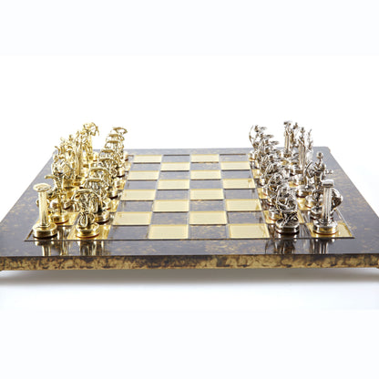 GIANTS' BATTLE CHESS SET with gold/silver chessmen and bronze chessboard 36 x 36cm (Medium) - Premium Chess from MANOPOULOS Chess & Backgammon - Just €210! Shop now at MANOPOULOS Chess & Backgammon