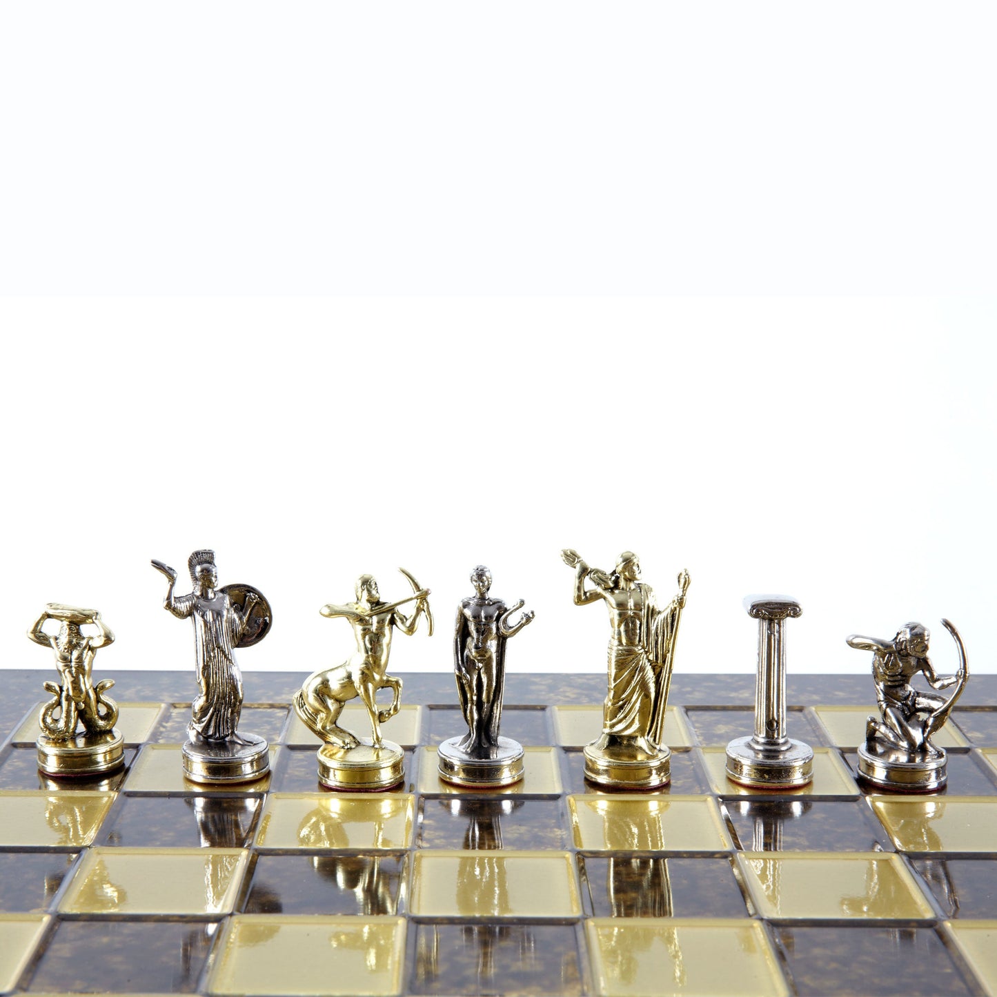 GIANTS' BATTLE CHESS SET with gold/silver chessmen and bronze chessboard 36 x 36cm (Medium) - Premium Chess from MANOPOULOS Chess & Backgammon - Just €210! Shop now at MANOPOULOS Chess & Backgammon