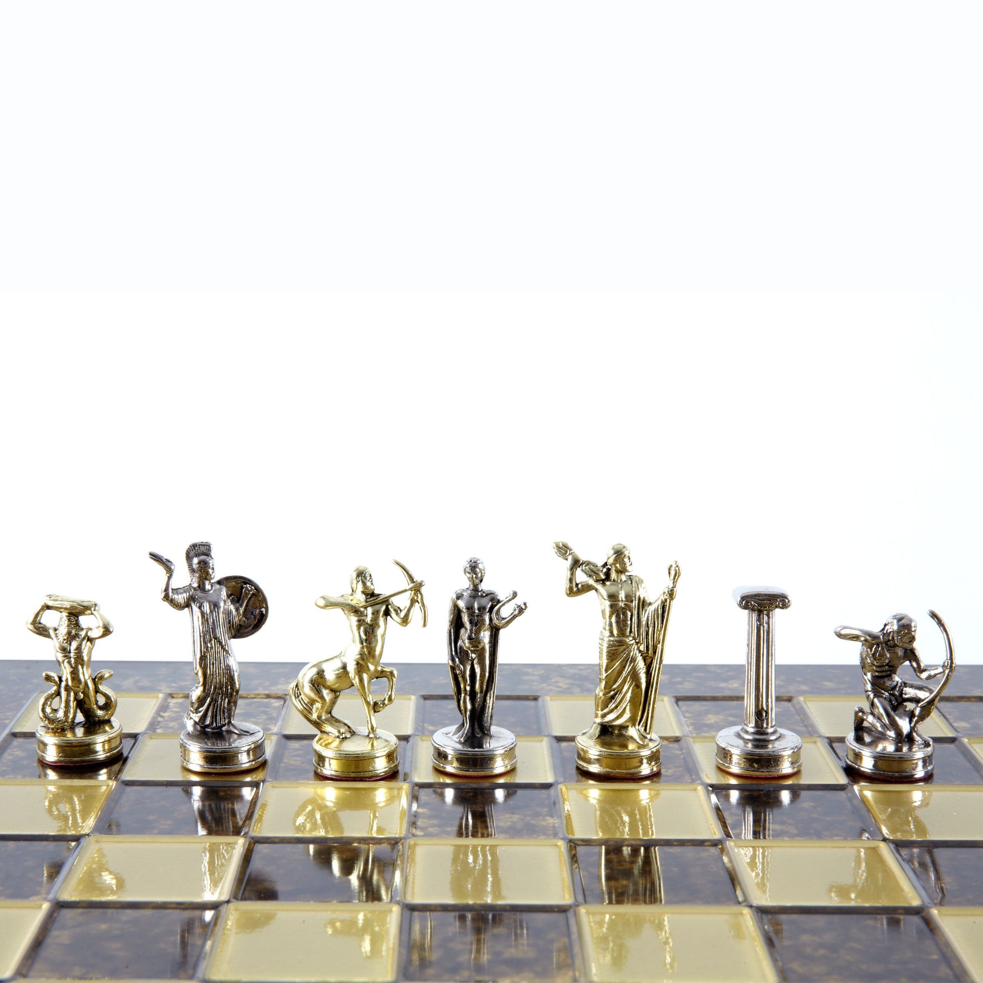 GIANTS' BATTLE CHESS SET with gold/silver chessmen and bronze chessboard 36 x 36cm (Medium) - Premium Chess from MANOPOULOS Chess & Backgammon - Just €210! Shop now at MANOPOULOS Chess & Backgammon