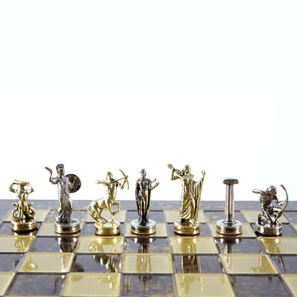 GIANTS' BATTLE CHESS SET with gold/silver chessmen and bronze chessboard 36 x 36cm (Medium) - Premium Chess from MANOPOULOS Chess & Backgammon - Just €210! Shop now at MANOPOULOS Chess & Backgammon