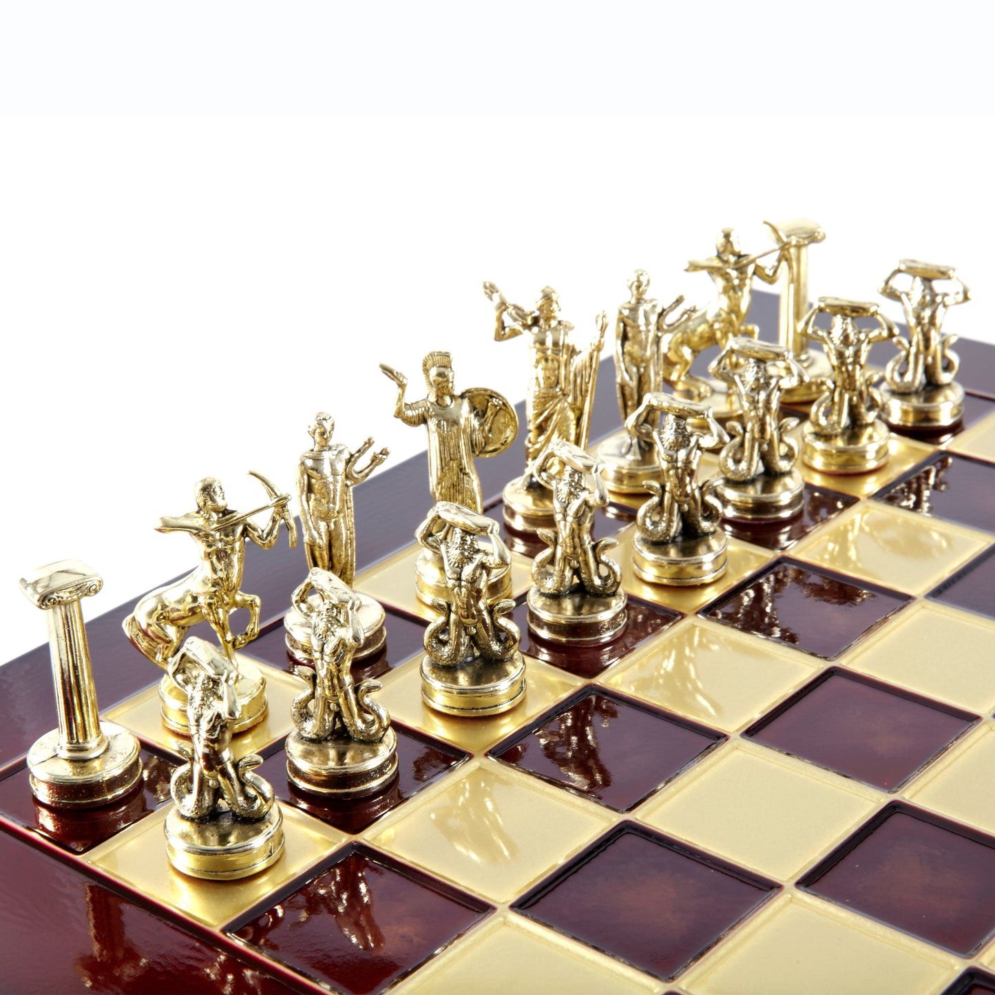 GIANTS' BATTLE CHESS SET with gold/silver chessmen and bronze chessboard 36 x 36cm (Medium) - Premium Chess from MANOPOULOS Chess & Backgammon - Just €210! Shop now at MANOPOULOS Chess & Backgammon