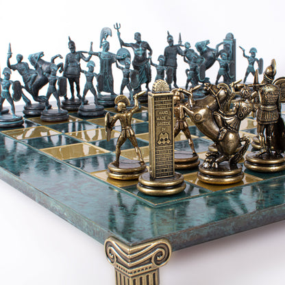 Luxury Handcrafted Greek Mythology Chess Set – Blue & Bronze (Extra Large)