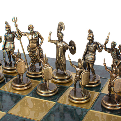 Luxury Handcrafted Greek Mythology Chess Set – Blue & Bronze (Extra Large)