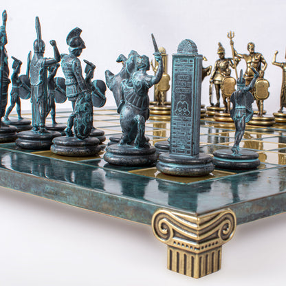 Luxury Handcrafted Greek Mythology Chess Set – Blue & Bronze (Extra Large)