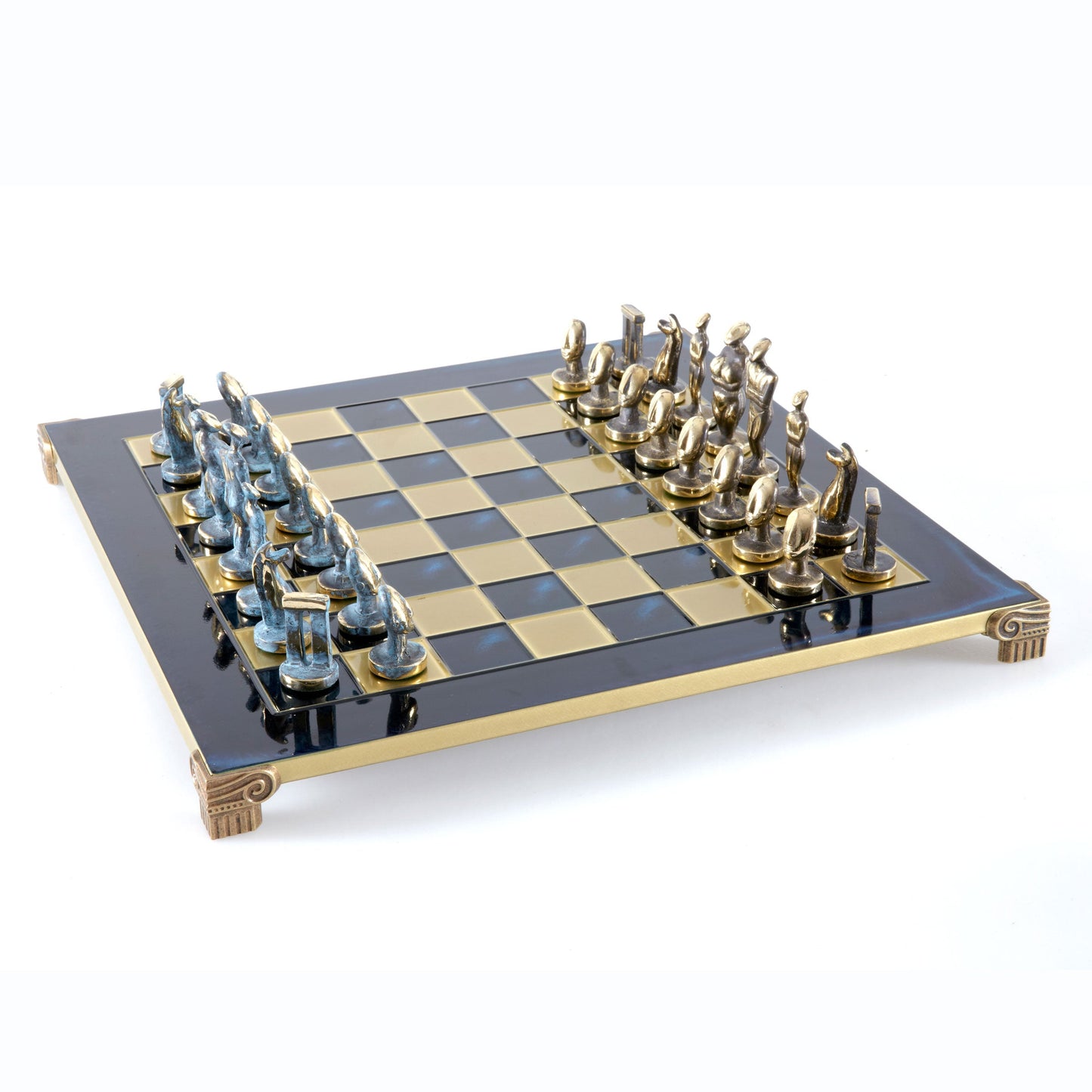 Handcrafted Solid Brass Cycladic Art Chess Set, Blue & Brown (Large) - Premium Chess from MANOPOULOS Chess & Backgammon - Just €320! Shop now at MANOPOULOS Chess & Backgammon