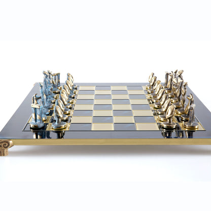 Handcrafted Solid Brass Cycladic Art Chess Set, Blue & Brown (Large) - Premium Chess from MANOPOULOS Chess & Backgammon - Just €320! Shop now at MANOPOULOS Chess & Backgammon