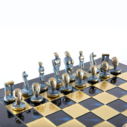 Handcrafted Solid Brass Cycladic Art Chess Set, Blue & Brown (Large) - Premium Chess from MANOPOULOS Chess & Backgammon - Just €320! Shop now at MANOPOULOS Chess & Backgammon