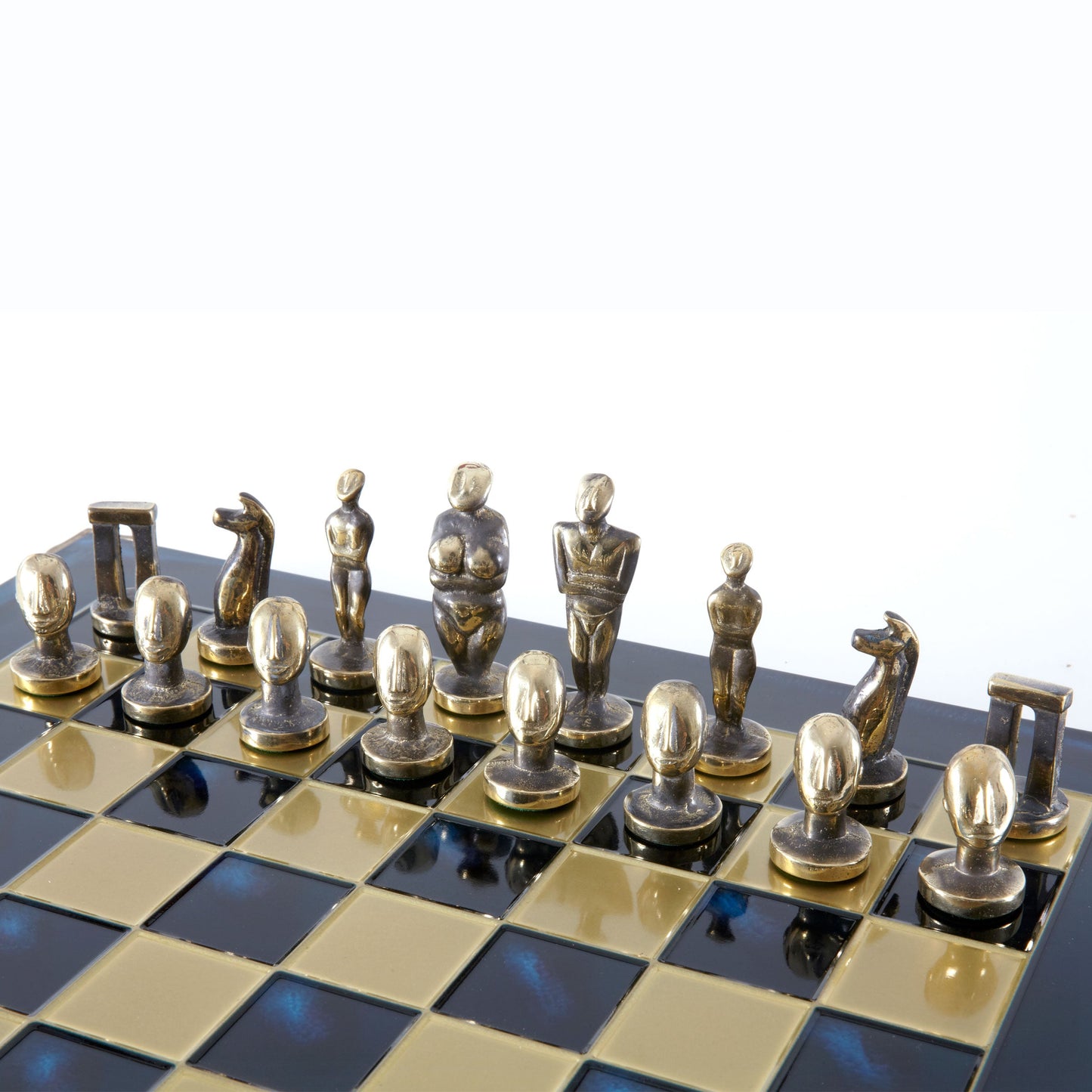 Handcrafted Solid Brass Cycladic Art Chess Set, Blue & Brown (Large) - Premium Chess from MANOPOULOS Chess & Backgammon - Just €320! Shop now at MANOPOULOS Chess & Backgammon