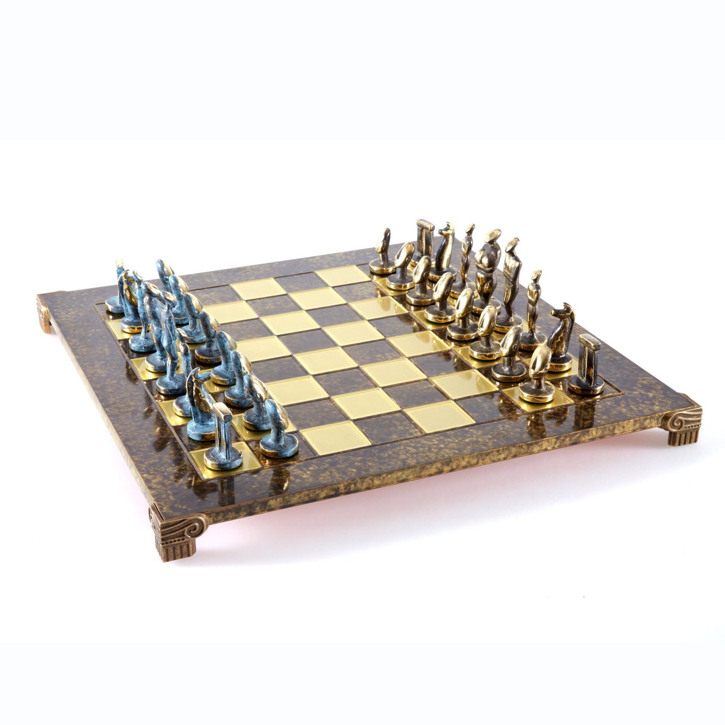 Handcrafted Solid Brass Cycladic Art Chess Set, Blue & Brown (Large) - Premium Chess from MANOPOULOS Chess & Backgammon - Just €320! Shop now at MANOPOULOS Chess & Backgammon