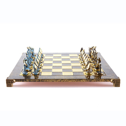 Handcrafted Solid Brass Cycladic Art Chess Set, Blue & Brown (Large) - Premium Chess from MANOPOULOS Chess & Backgammon - Just €320! Shop now at MANOPOULOS Chess & Backgammon