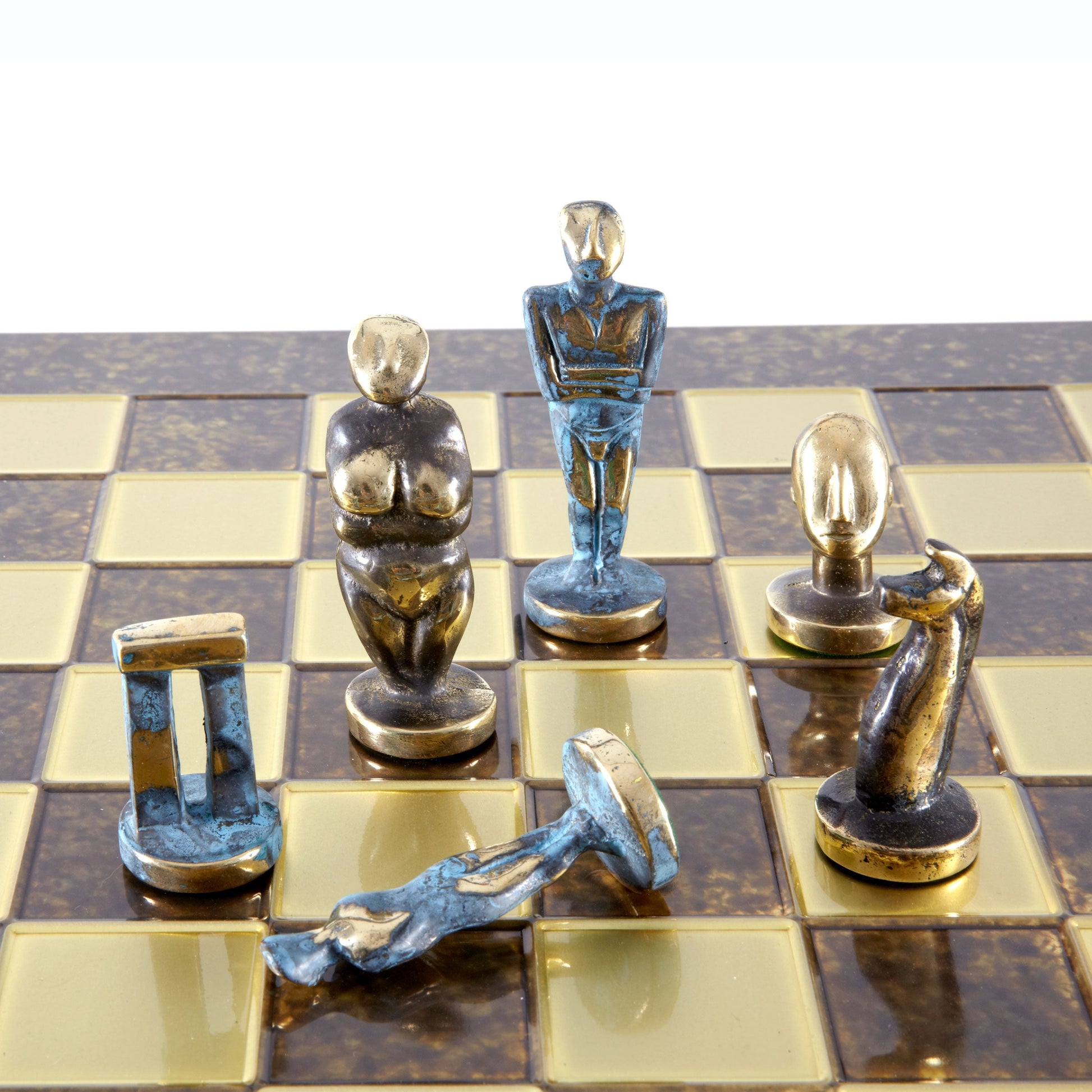 Handcrafted Solid Brass Cycladic Art Chess Set, Blue & Brown (Large) - Premium Chess from MANOPOULOS Chess & Backgammon - Just €320! Shop now at MANOPOULOS Chess & Backgammon