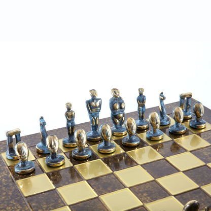 Handcrafted Solid Brass Cycladic Art Chess Set, Blue & Brown (Large) - Premium Chess from MANOPOULOS Chess & Backgammon - Just €320! Shop now at MANOPOULOS Chess & Backgammon