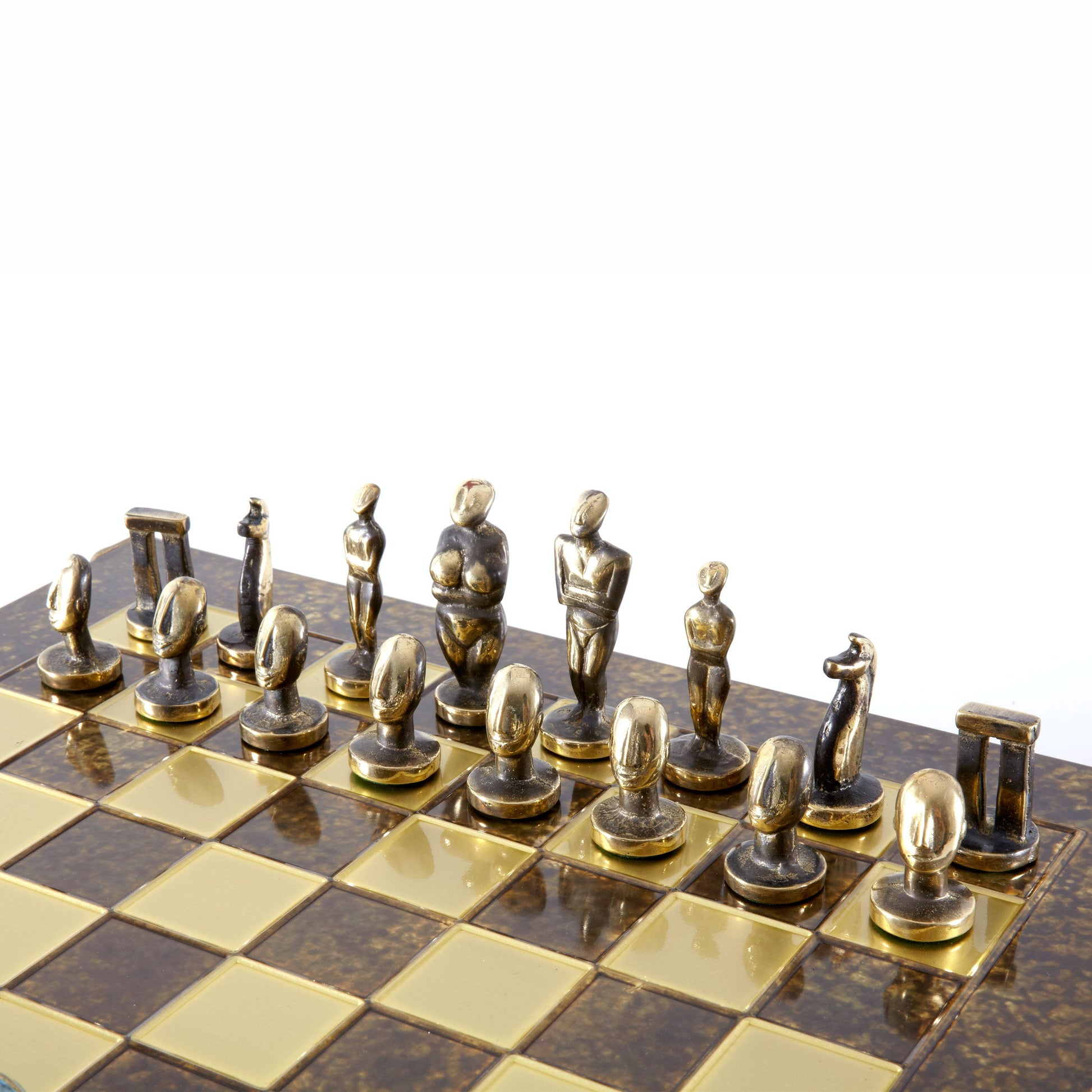 Handcrafted Solid Brass Cycladic Art Chess Set, Blue & Brown (Large) - Premium Chess from MANOPOULOS Chess & Backgammon - Just €320! Shop now at MANOPOULOS Chess & Backgammon