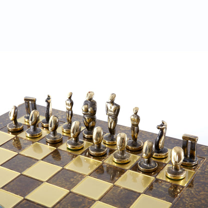 Handcrafted Solid Brass Cycladic Art Chess Set, Blue & Brown (Large) - Premium Chess from MANOPOULOS Chess & Backgammon - Just €320! Shop now at MANOPOULOS Chess & Backgammon