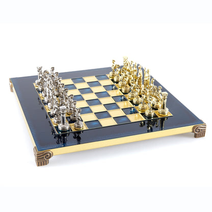 GREEK ROMAN PERIOD CHESS SET with gold/silver chessmen and bronze chessboard 28 x 28cm (Small) - Premium Chess from MANOPOULOS Chess & Backgammon - Just €163! Shop now at MANOPOULOS Chess & Backgammon