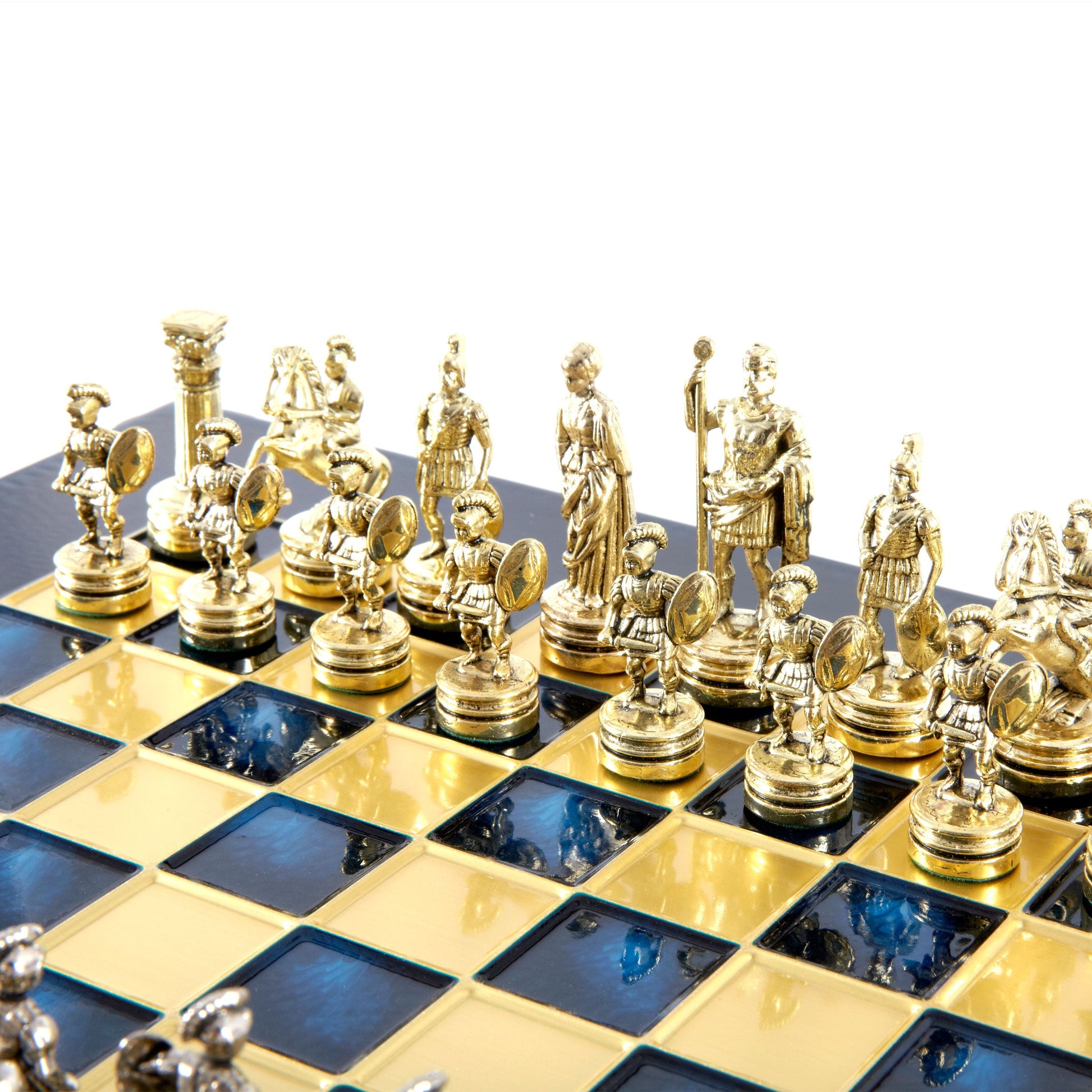 GREEK ROMAN PERIOD CHESS SET with gold/silver chessmen and bronze chessboard 28 x 28cm (Small) - Premium Chess from MANOPOULOS Chess & Backgammon - Just €163! Shop now at MANOPOULOS Chess & Backgammon