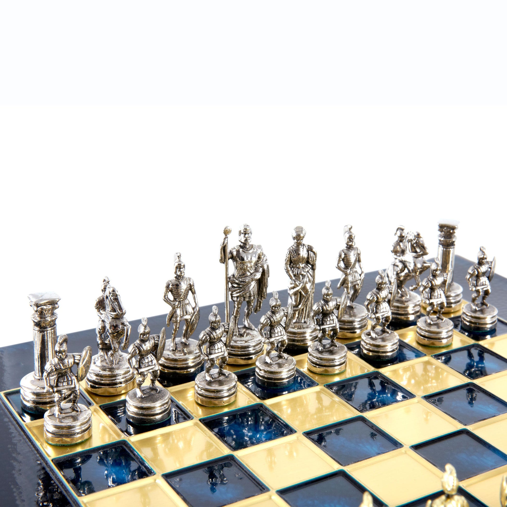 GREEK ROMAN PERIOD CHESS SET with gold/silver chessmen and bronze chessboard 28 x 28cm (Small) - Premium Chess from MANOPOULOS Chess & Backgammon - Just €163! Shop now at MANOPOULOS Chess & Backgammon