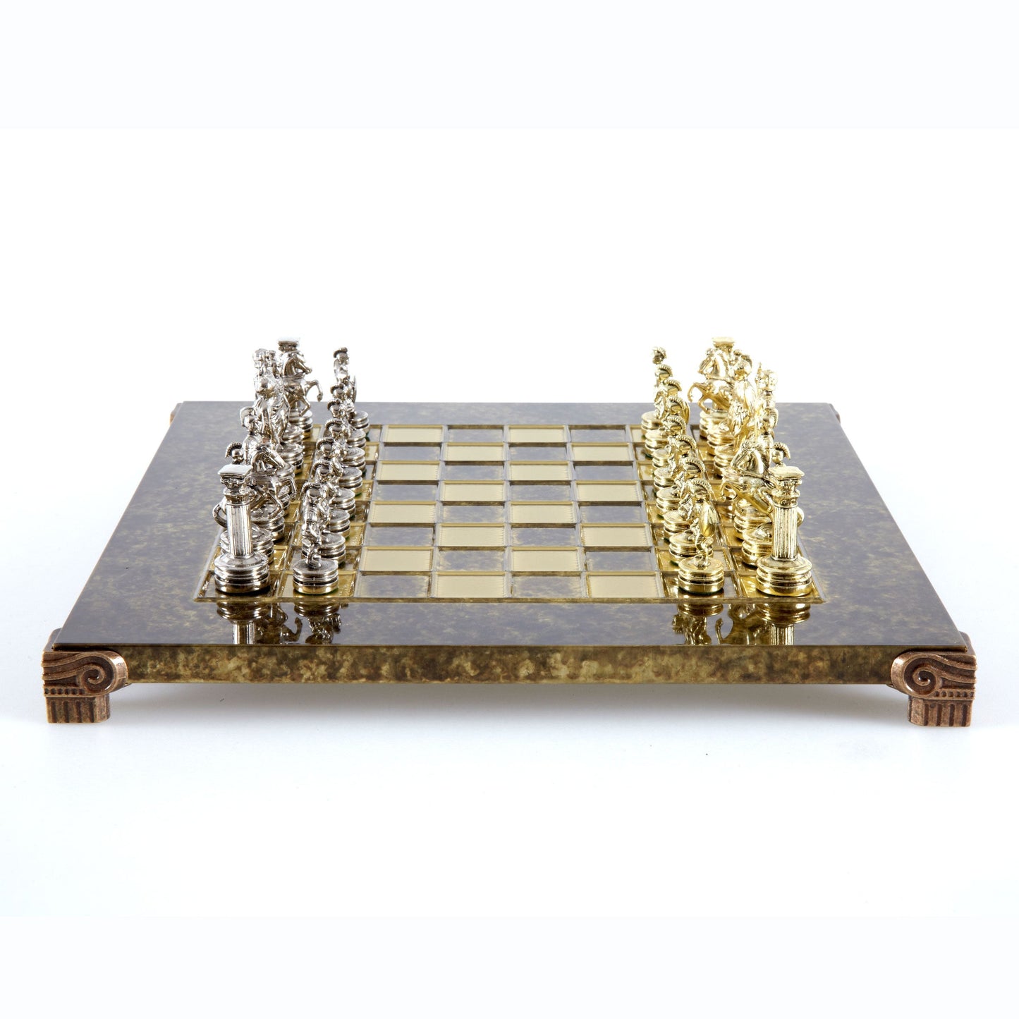 GREEK ROMAN PERIOD CHESS SET with gold/silver chessmen and bronze chessboard 28 x 28cm (Small) - Premium Chess from MANOPOULOS Chess & Backgammon - Just €163! Shop now at MANOPOULOS Chess & Backgammon