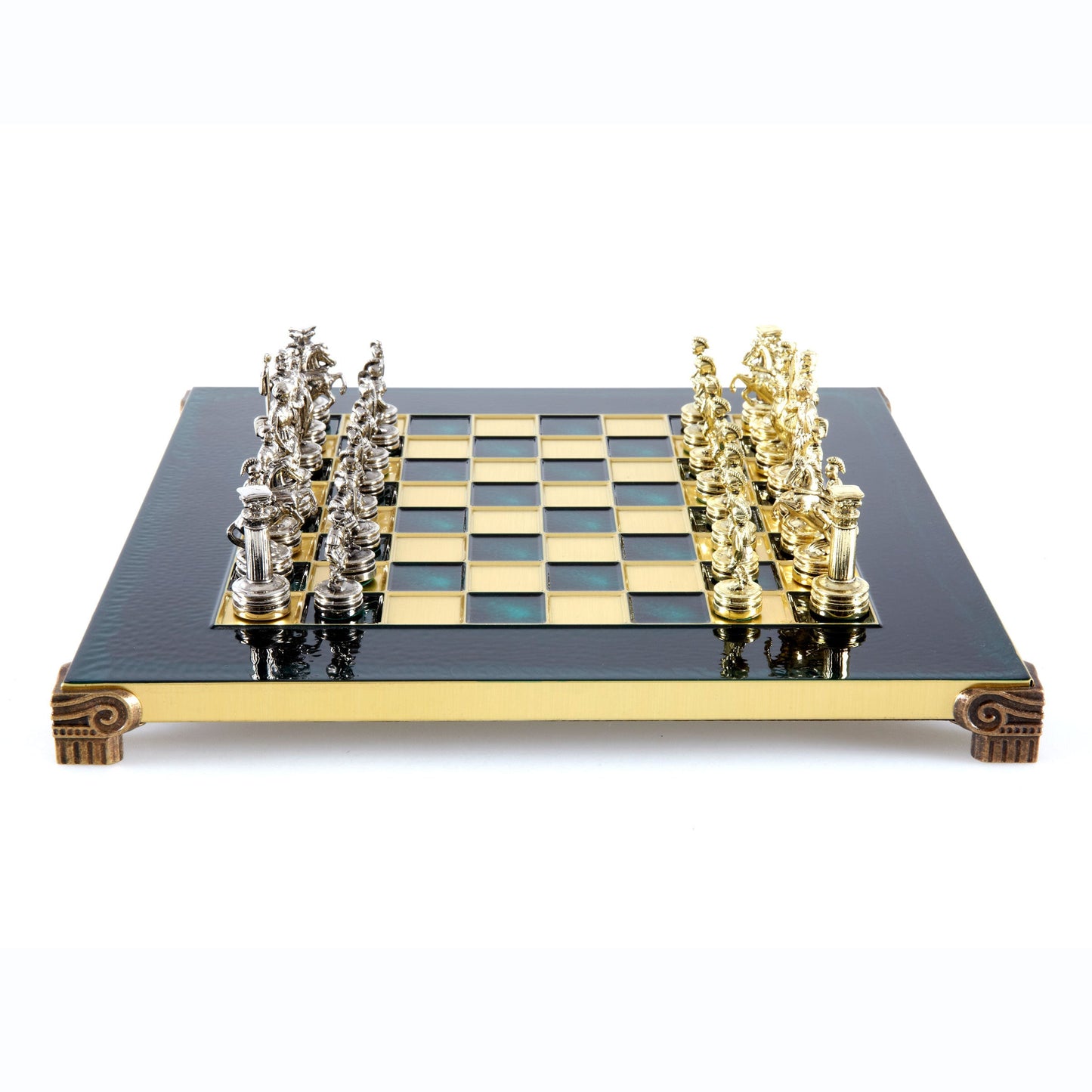 GREEK ROMAN PERIOD CHESS SET with gold/silver chessmen and bronze chessboard 28 x 28cm (Small) - Premium Chess from MANOPOULOS Chess & Backgammon - Just €163! Shop now at MANOPOULOS Chess & Backgammon