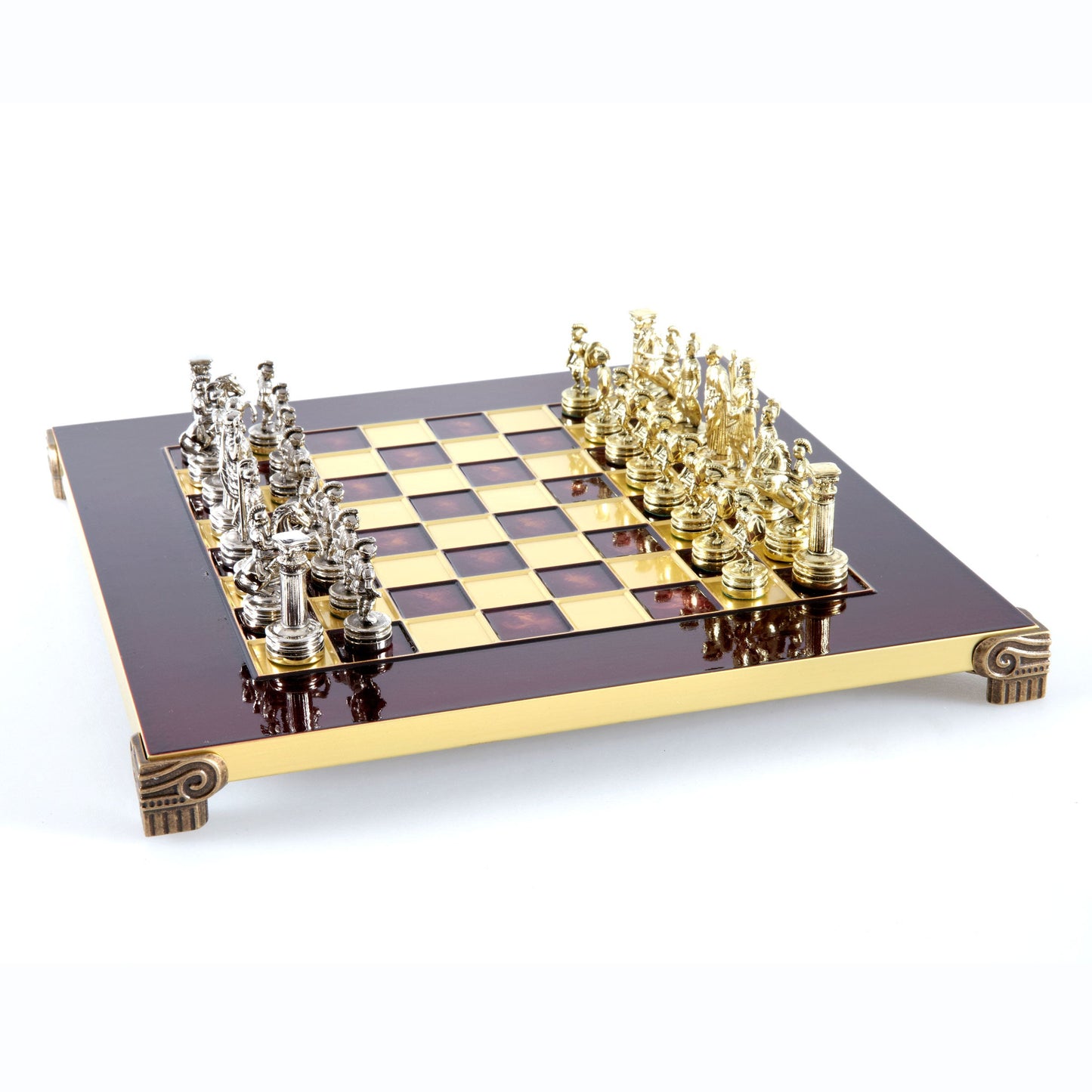 GREEK ROMAN PERIOD CHESS SET with gold/silver chessmen and bronze chessboard 28 x 28cm (Small) - Premium Chess from MANOPOULOS Chess & Backgammon - Just €163! Shop now at MANOPOULOS Chess & Backgammon