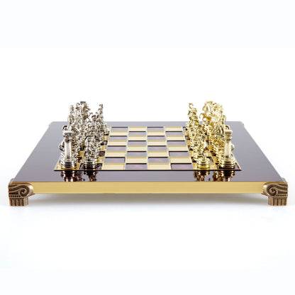 GREEK ROMAN PERIOD CHESS SET with gold/silver chessmen and bronze chessboard 28 x 28cm (Small) - Premium Chess from MANOPOULOS Chess & Backgammon - Just €163! Shop now at MANOPOULOS Chess & Backgammon