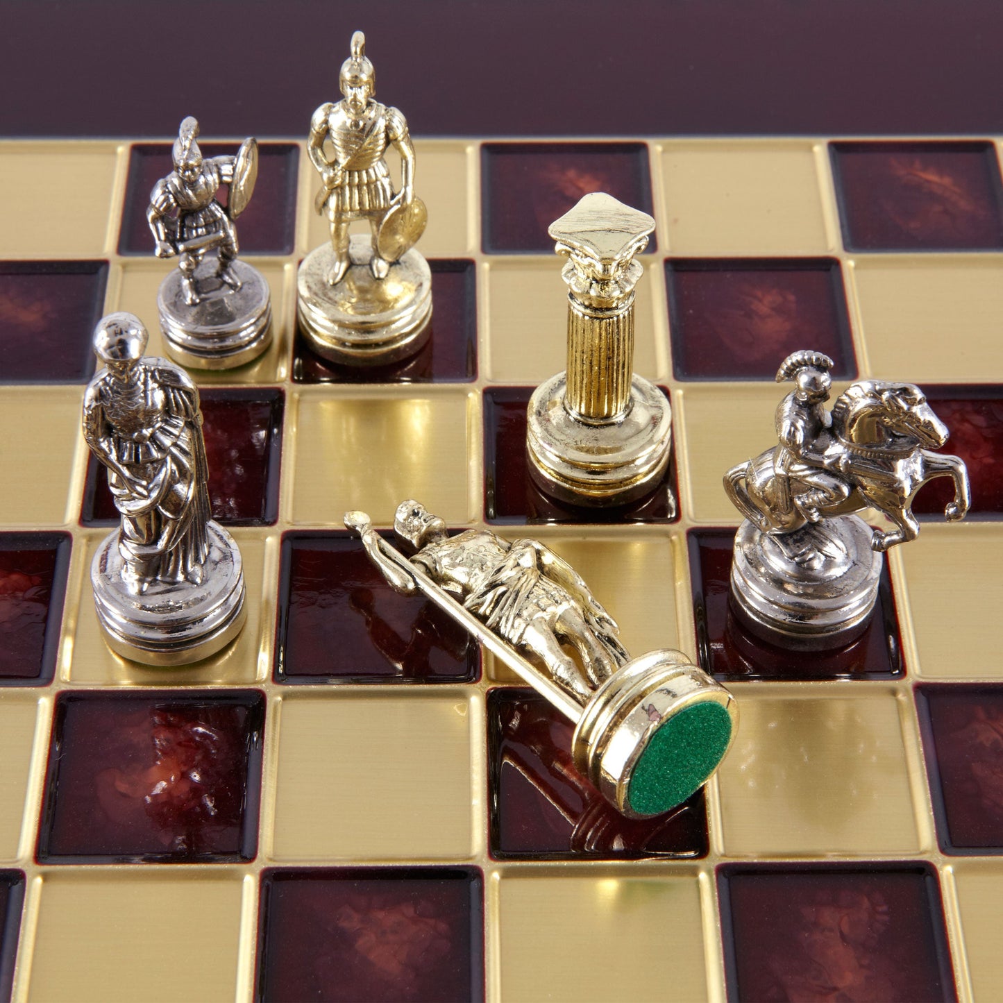 GREEK ROMAN PERIOD CHESS SET with gold/silver chessmen and bronze chessboard 28 x 28cm (Small) - Premium Chess from MANOPOULOS Chess & Backgammon - Just €163! Shop now at MANOPOULOS Chess & Backgammon