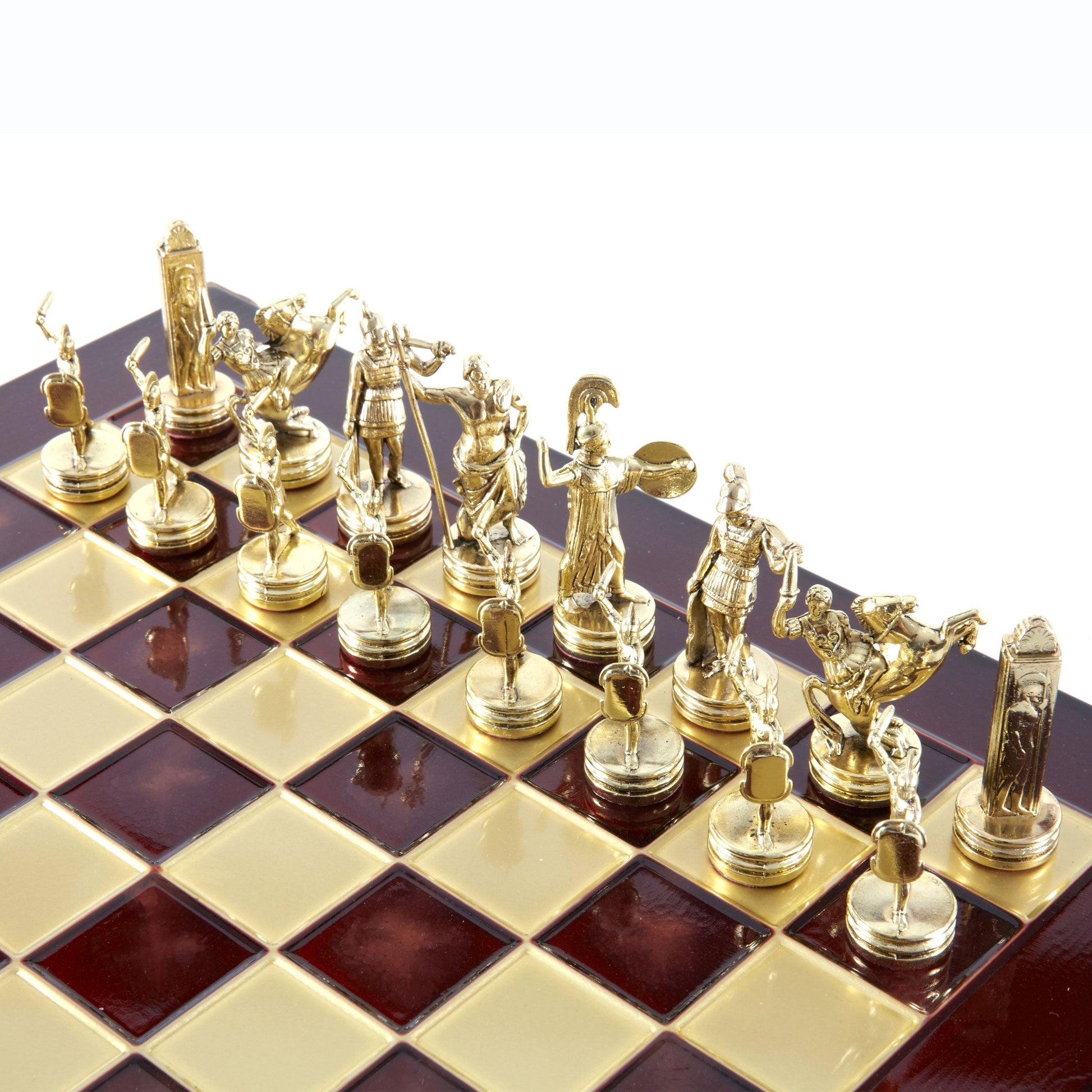 Handcrafted Greek Mythology Chess Set - Gold & Silver Chessmen with Bronze Board (Medium) BLU - Premium Chess from MANOPOULOS Chess & Backgammon - Just €210! Shop now at MANOPOULOS Chess & Backgammon