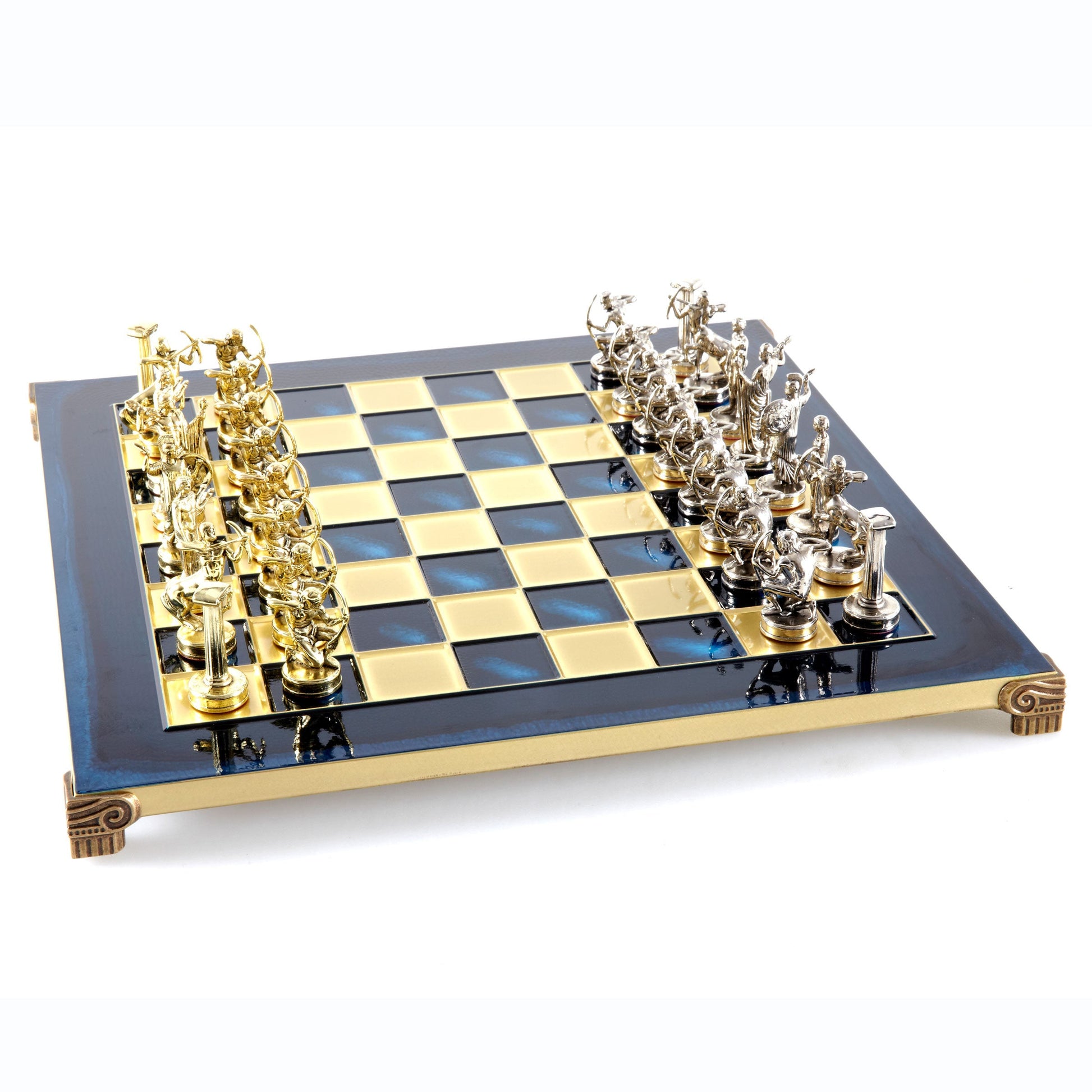 LABOURS OF HERCULES CHESS SET with gold/silver chessmen and bronze chessboard 36 x 36cm (Medium) - Premium Chess from MANOPOULOS Chess & Backgammon - Just €210! Shop now at MANOPOULOS Chess & Backgammon