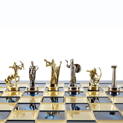 LABOURS OF HERCULES CHESS SET with gold/silver chessmen and bronze chessboard 36 x 36cm (Medium) - Premium Chess from MANOPOULOS Chess & Backgammon - Just €210! Shop now at MANOPOULOS Chess & Backgammon