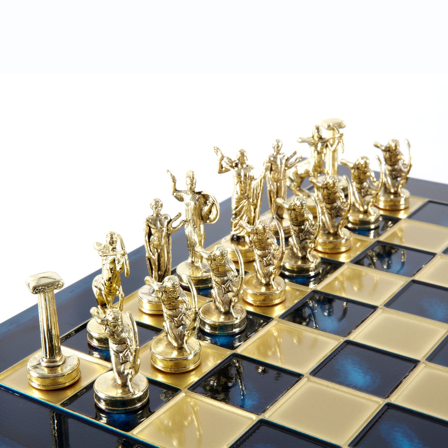 LABOURS OF HERCULES CHESS SET with gold/silver chessmen and bronze chessboard 36 x 36cm (Medium) - Premium Chess from MANOPOULOS Chess & Backgammon - Just €210! Shop now at MANOPOULOS Chess & Backgammon