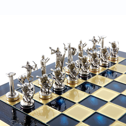 LABOURS OF HERCULES CHESS SET with gold/silver chessmen and bronze chessboard 36 x 36cm (Medium) - Premium Chess from MANOPOULOS Chess & Backgammon - Just €210! Shop now at MANOPOULOS Chess & Backgammon