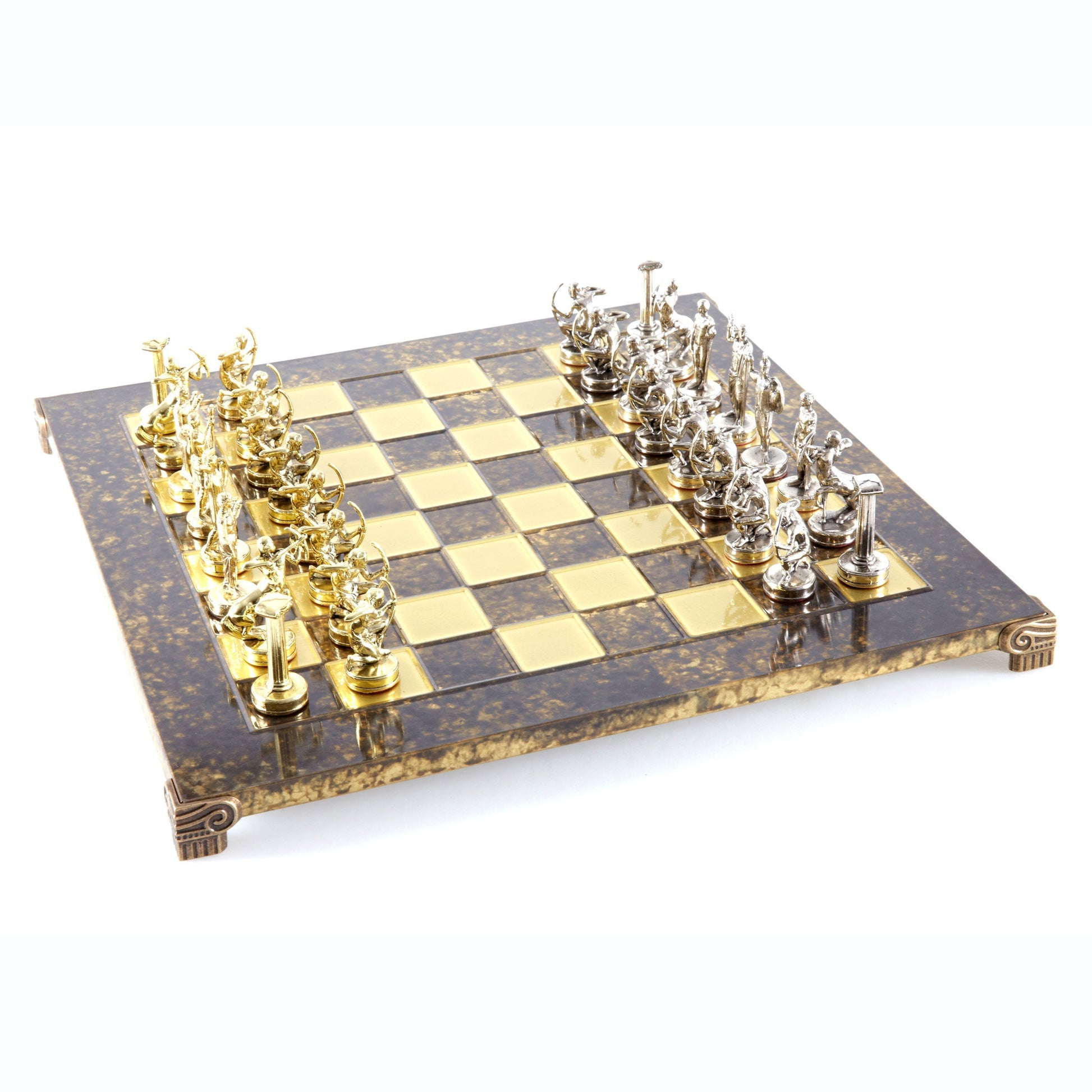 LABOURS OF HERCULES CHESS SET with gold/silver chessmen and bronze chessboard 36 x 36cm (Medium) - Premium Chess from MANOPOULOS Chess & Backgammon - Just €210! Shop now at MANOPOULOS Chess & Backgammon