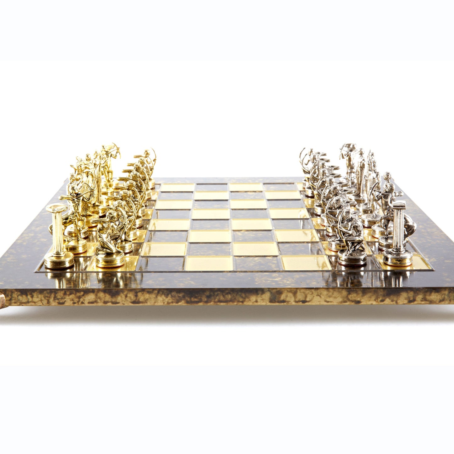 LABOURS OF HERCULES CHESS SET with gold/silver chessmen and bronze chessboard 36 x 36cm (Medium) - Premium Chess from MANOPOULOS Chess & Backgammon - Just €210! Shop now at MANOPOULOS Chess & Backgammon