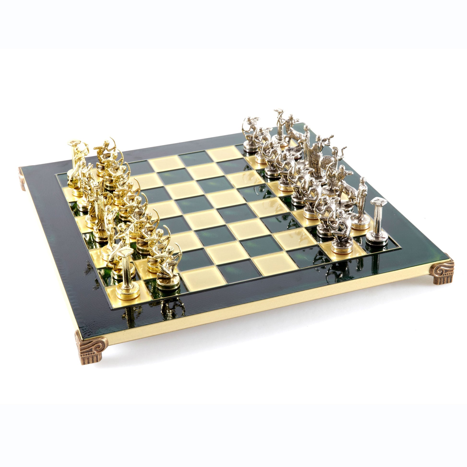 LABOURS OF HERCULES CHESS SET with gold/silver chessmen and bronze chessboard 36 x 36cm (Medium) - Premium Chess from MANOPOULOS Chess & Backgammon - Just €210! Shop now at MANOPOULOS Chess & Backgammon