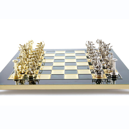 LABOURS OF HERCULES CHESS SET with gold/silver chessmen and bronze chessboard 36 x 36cm (Medium) - Premium Chess from MANOPOULOS Chess & Backgammon - Just €210! Shop now at MANOPOULOS Chess & Backgammon