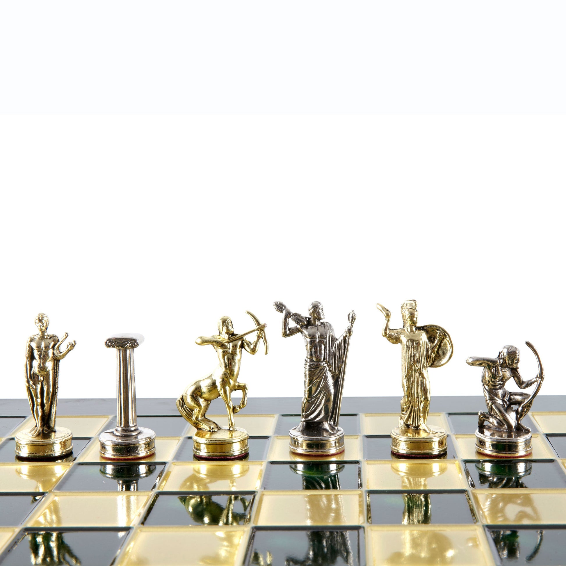 LABOURS OF HERCULES CHESS SET with gold/silver chessmen and bronze chessboard 36 x 36cm (Medium) - Premium Chess from MANOPOULOS Chess & Backgammon - Just €210! Shop now at MANOPOULOS Chess & Backgammon