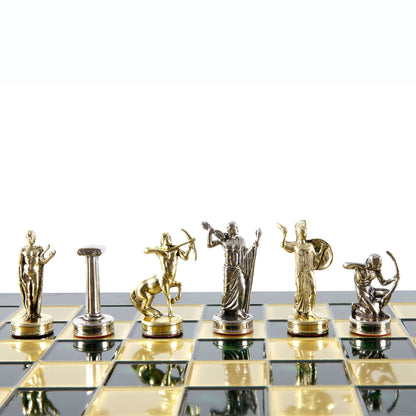 LABOURS OF HERCULES CHESS SET with gold/silver chessmen and bronze chessboard 36 x 36cm (Medium) - Premium Chess from MANOPOULOS Chess & Backgammon - Just €210! Shop now at MANOPOULOS Chess & Backgammon