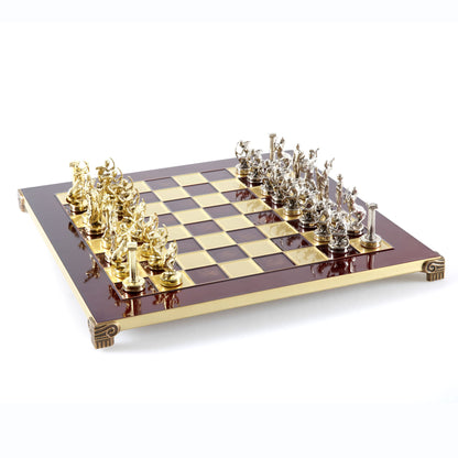 LABOURS OF HERCULES CHESS SET with gold/silver chessmen and bronze chessboard 36 x 36cm (Medium) - Premium Chess from MANOPOULOS Chess & Backgammon - Just €210! Shop now at MANOPOULOS Chess & Backgammon