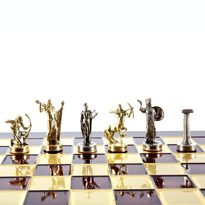 LABOURS OF HERCULES CHESS SET with gold/silver chessmen and bronze chessboard 36 x 36cm (Medium) - Premium Chess from MANOPOULOS Chess & Backgammon - Just €210! Shop now at MANOPOULOS Chess & Backgammon