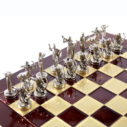 LABOURS OF HERCULES CHESS SET with gold/silver chessmen and bronze chessboard 36 x 36cm (Medium) - Premium Chess from MANOPOULOS Chess & Backgammon - Just €210! Shop now at MANOPOULOS Chess & Backgammon