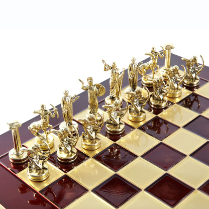 LABOURS OF HERCULES CHESS SET with gold/silver chessmen and bronze chessboard 36 x 36cm (Medium) - Premium Chess from MANOPOULOS Chess & Backgammon - Just €210! Shop now at MANOPOULOS Chess & Backgammon