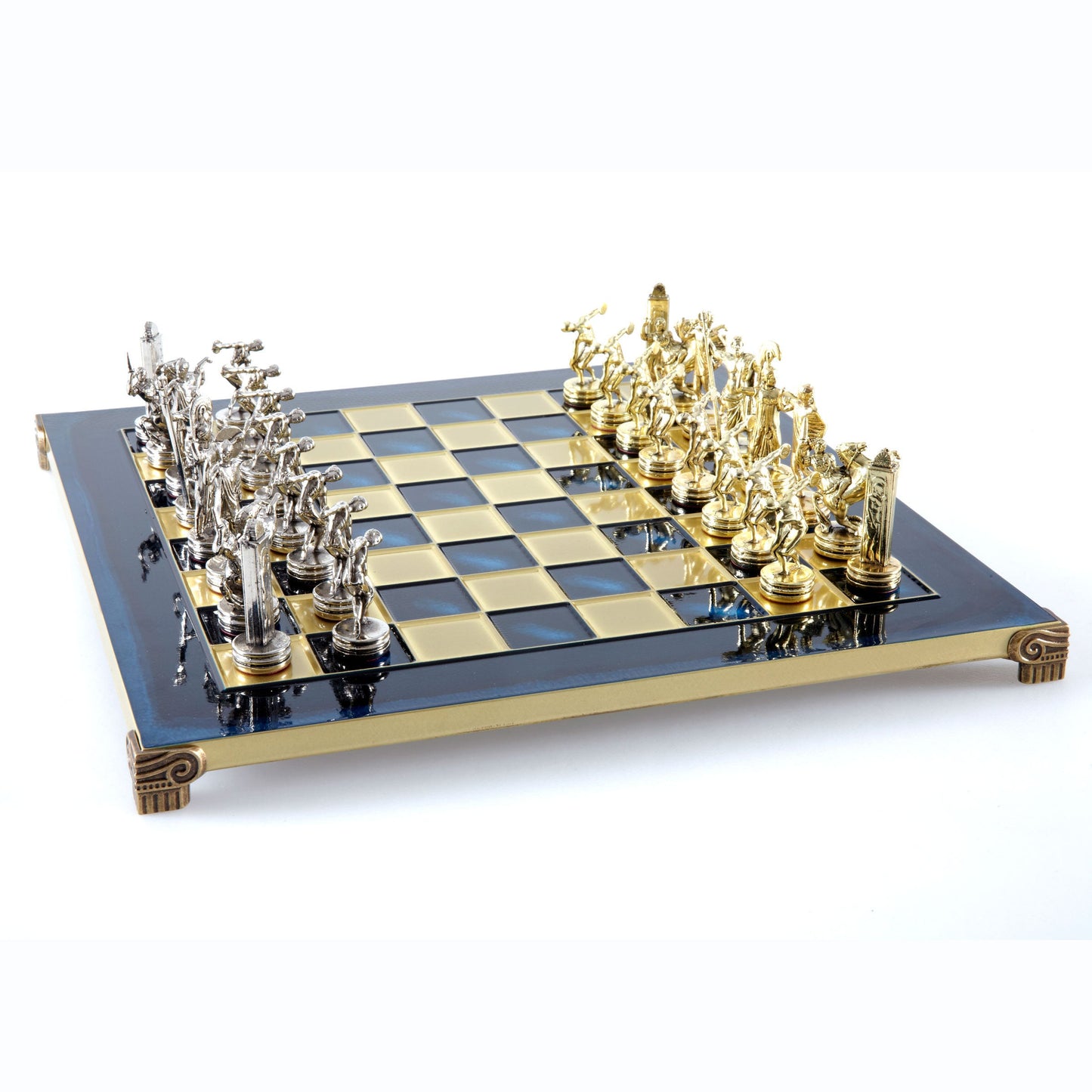 DISCUS THROWER CHESS SET with gold/silver chessmen and bronze chessboard 36 x 36cm (Medium) - Premium Chess from MANOPOULOS Chess & Backgammon - Just €210! Shop now at MANOPOULOS Chess & Backgammon