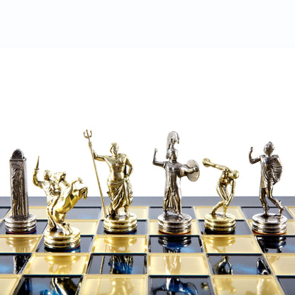 DISCUS THROWER CHESS SET with gold/silver chessmen and bronze chessboard 36 x 36cm (Medium) - Premium Chess from MANOPOULOS Chess & Backgammon - Just €210! Shop now at MANOPOULOS Chess & Backgammon