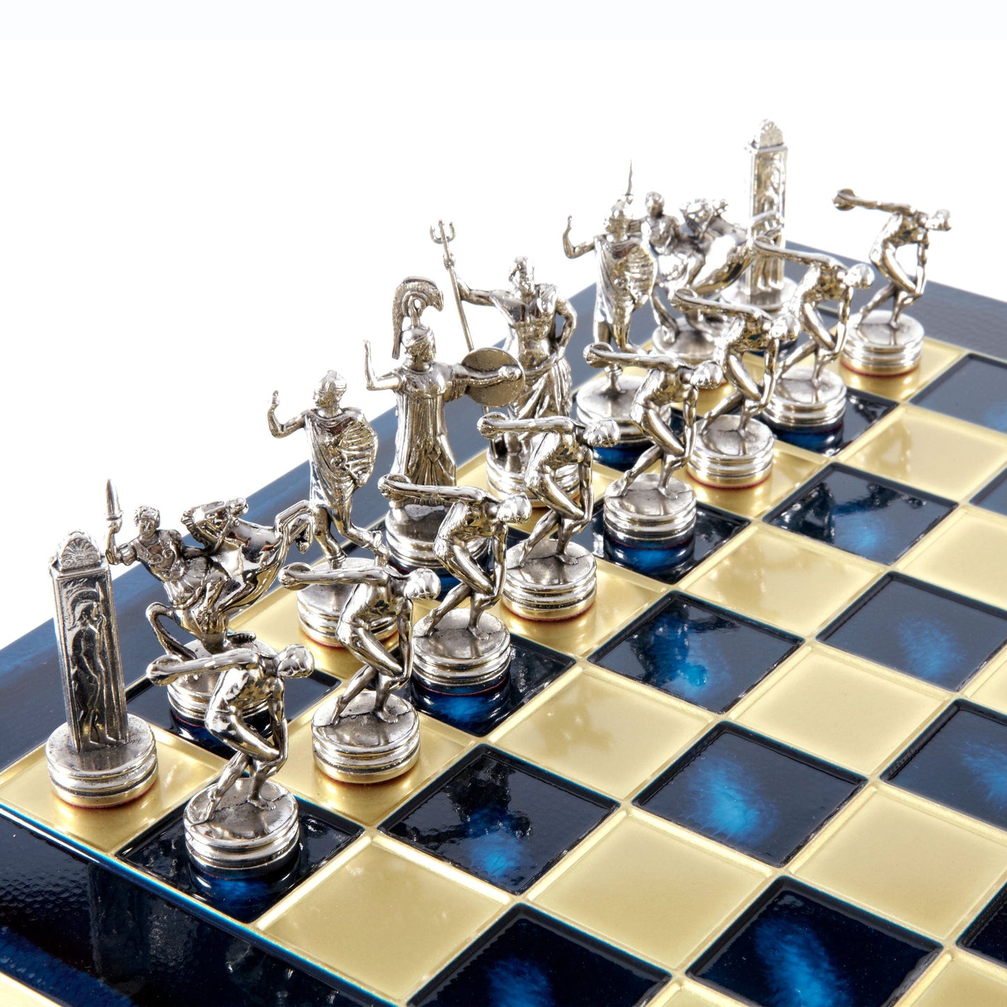 DISCUS THROWER CHESS SET with gold/silver chessmen and bronze chessboard 36 x 36cm (Medium) - Premium Chess from MANOPOULOS Chess & Backgammon - Just €210! Shop now at MANOPOULOS Chess & Backgammon