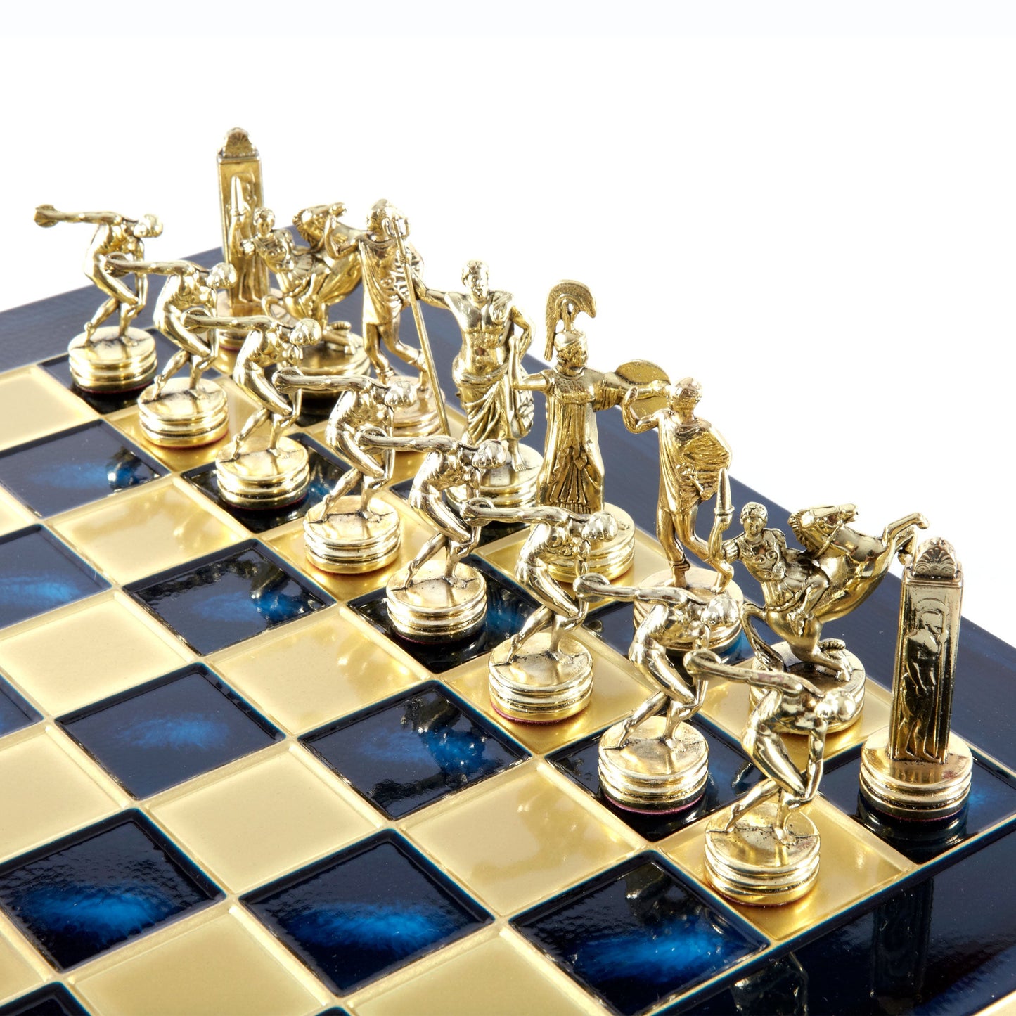 DISCUS THROWER CHESS SET with gold/silver chessmen and bronze chessboard 36 x 36cm (Medium) - Premium Chess from MANOPOULOS Chess & Backgammon - Just €210! Shop now at MANOPOULOS Chess & Backgammon