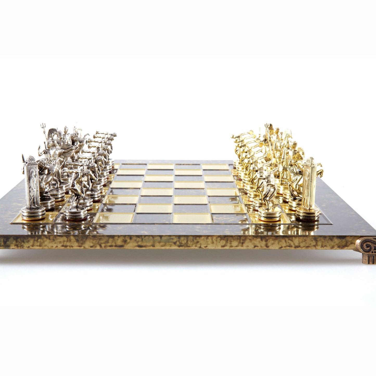 DISCUS THROWER CHESS SET with gold/silver chessmen and bronze chessboard 36 x 36cm (Medium) - Premium Chess from MANOPOULOS Chess & Backgammon - Just €210! Shop now at MANOPOULOS Chess & Backgammon