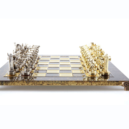 DISCUS THROWER CHESS SET with gold/silver chessmen and bronze chessboard 36 x 36cm (Medium) - Premium Chess from MANOPOULOS Chess & Backgammon - Just €210! Shop now at MANOPOULOS Chess & Backgammon