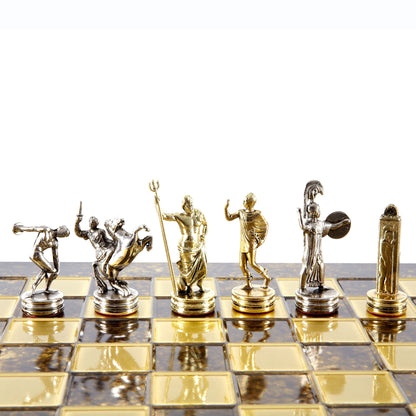 DISCUS THROWER CHESS SET with gold/silver chessmen and bronze chessboard 36 x 36cm (Medium) - Premium Chess from MANOPOULOS Chess & Backgammon - Just €210! Shop now at MANOPOULOS Chess & Backgammon